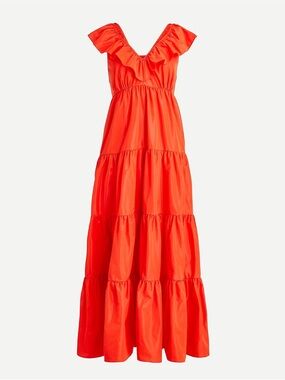 J. Crew Ruffled Scoopneck Dress in Taffeta